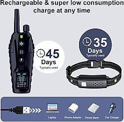 Bousnic Outdoor Remote Dog Training Shock e-Collar, Black, 2 count slide 2 of 7