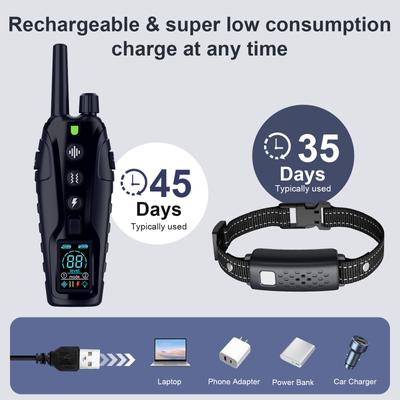 Show full view: Bousnic Outdoor Remote Dog Training Shock e-Collar, Black, 2 count slide 7 of 7