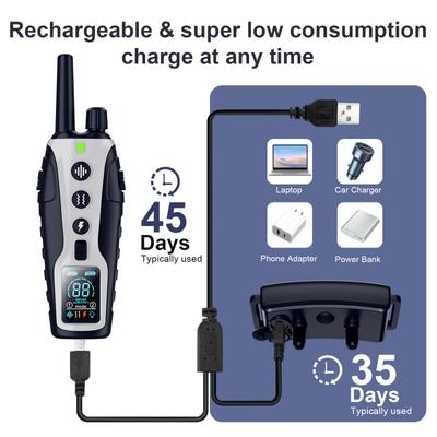 Show full view: Bousnic Outdoor Remote Medium & Large Dog Training Shock e-Collar, White, 2 count slide 8 of 9