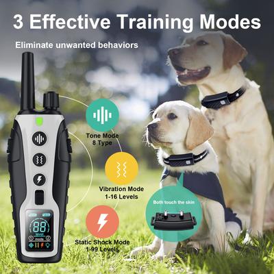 Show full view: Bousnic Outdoor Remote Medium & Large Dog Training Shock e-Collar, White, 2 count slide 3 of 9