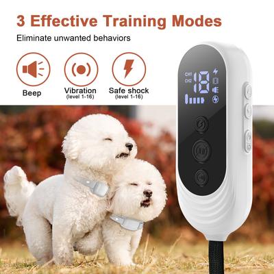 Show full view: Bousnic Rechargeable 1000FT Remote Dog Training E Collar, White, 2 count slide 2 of 8