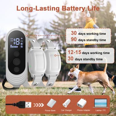 Show full view: Bousnic Rechargeable 1000FT Remote Dog Training E Collar, White, 2 count slide 7 of 8