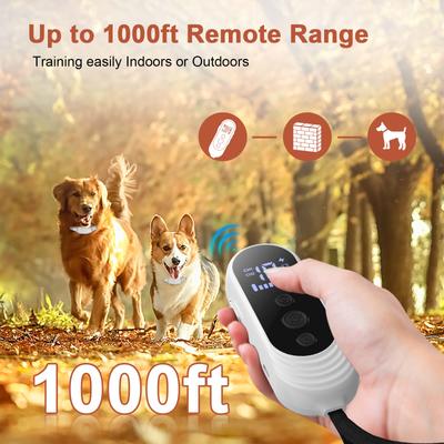 Show full view: Bousnic Rechargeable 1000FT Remote Dog Training E Collar, White, 2 count slide 3 of 8
