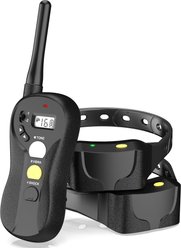 Bousnic Rechargeable Waterproof 3000-ft Dog Remote Training Collar with Neck Strap, Black, 2 count