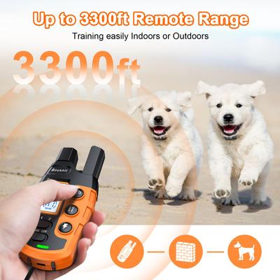Show full view: Bousnic Remote Waterproof Dog Training Collar, 3300-ft, Orange, 2 count slide 4 of 9