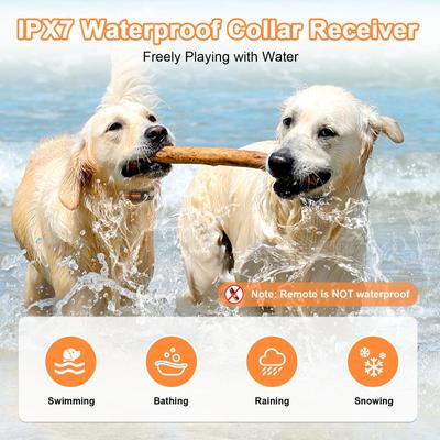 Show full view: Bousnic Remote Waterproof Dog Training Collar, 3300-ft, Orange, 2 count slide 5 of 9