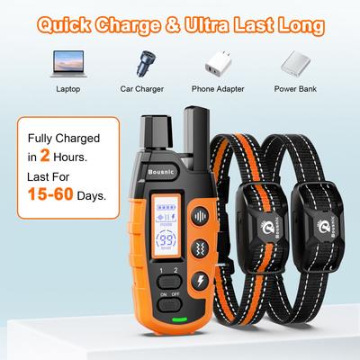 Show full view: Bousnic Remote Waterproof Dog Training Collar, 3300-ft, Orange, 2 count slide 6 of 9