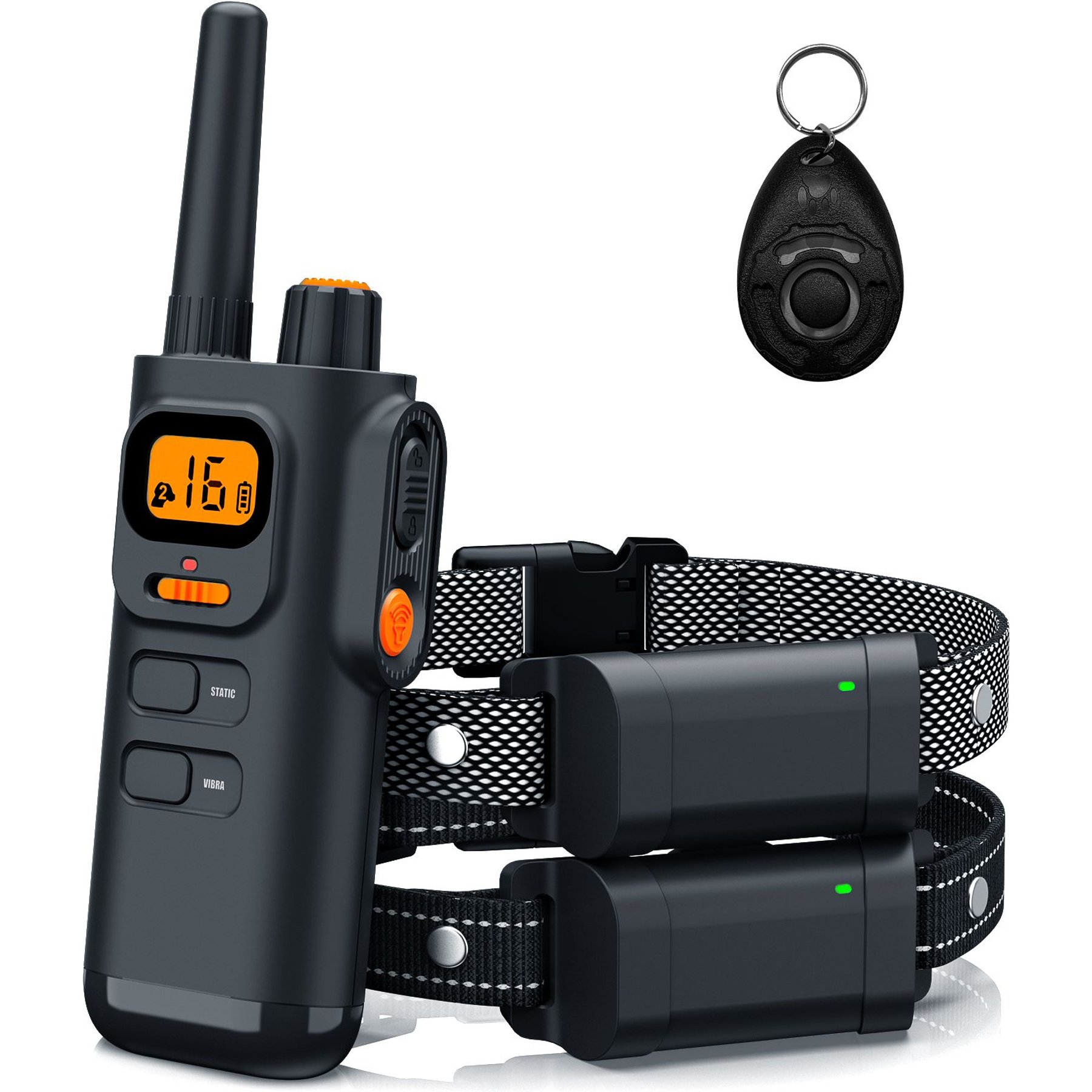 Bousnic Remote Waterproof Rechargeable Dog Shock Collar, 4000-ft, 2 count, Grey
