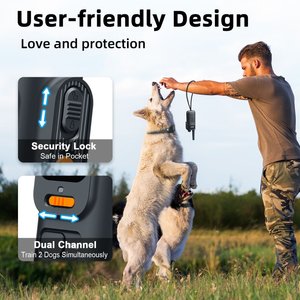 Bousnic Remote Waterproof Rechargeable Dog Shock Collar, 4000-ft, 2 count, Grey