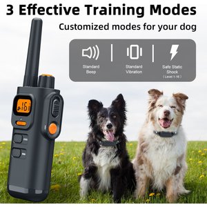 Bousnic Remote Waterproof Rechargeable Dog Shock Collar, 4000-ft, 2 count, Grey
