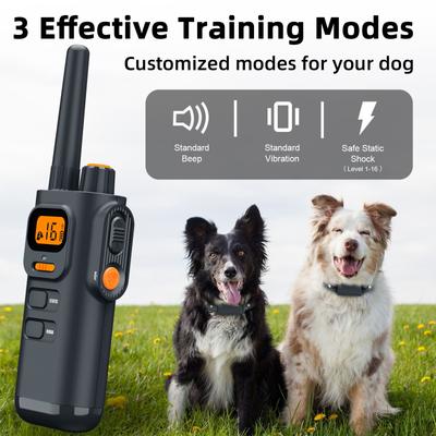Show full view: Bousnic Remote Waterproof Rechargeable Dog Shock Collar, 4000-ft, 2 count, Grey slide 2 of 8