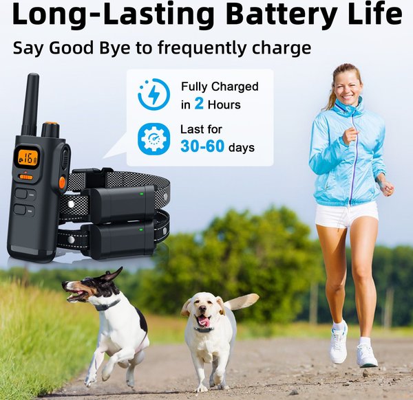 Bousnic Remote Waterproof Rechargeable Dog Shock Collar, 4000-ft, 2 count