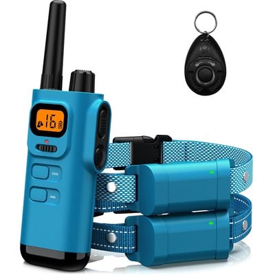 Bousnic Bousnic Remote Waterproof Rechargeable Dog Shock Collar, 4000-ft, 2 count, Lake Blue