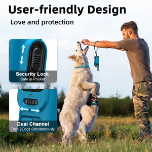 Bousnic Remote Waterproof Rechargeable Dog Shock Collar, 4000-ft, 2 count, Lake Blue