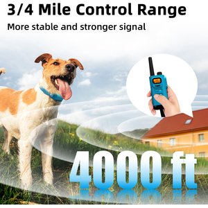 Bousnic Remote Waterproof Rechargeable Dog Shock Collar, 4000-ft, 2 count, Lake Blue