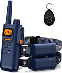 Bousnic Remote Waterproof Rechargeable Dog Shock Collar, 4000-ft, 2 count, Navy Blue