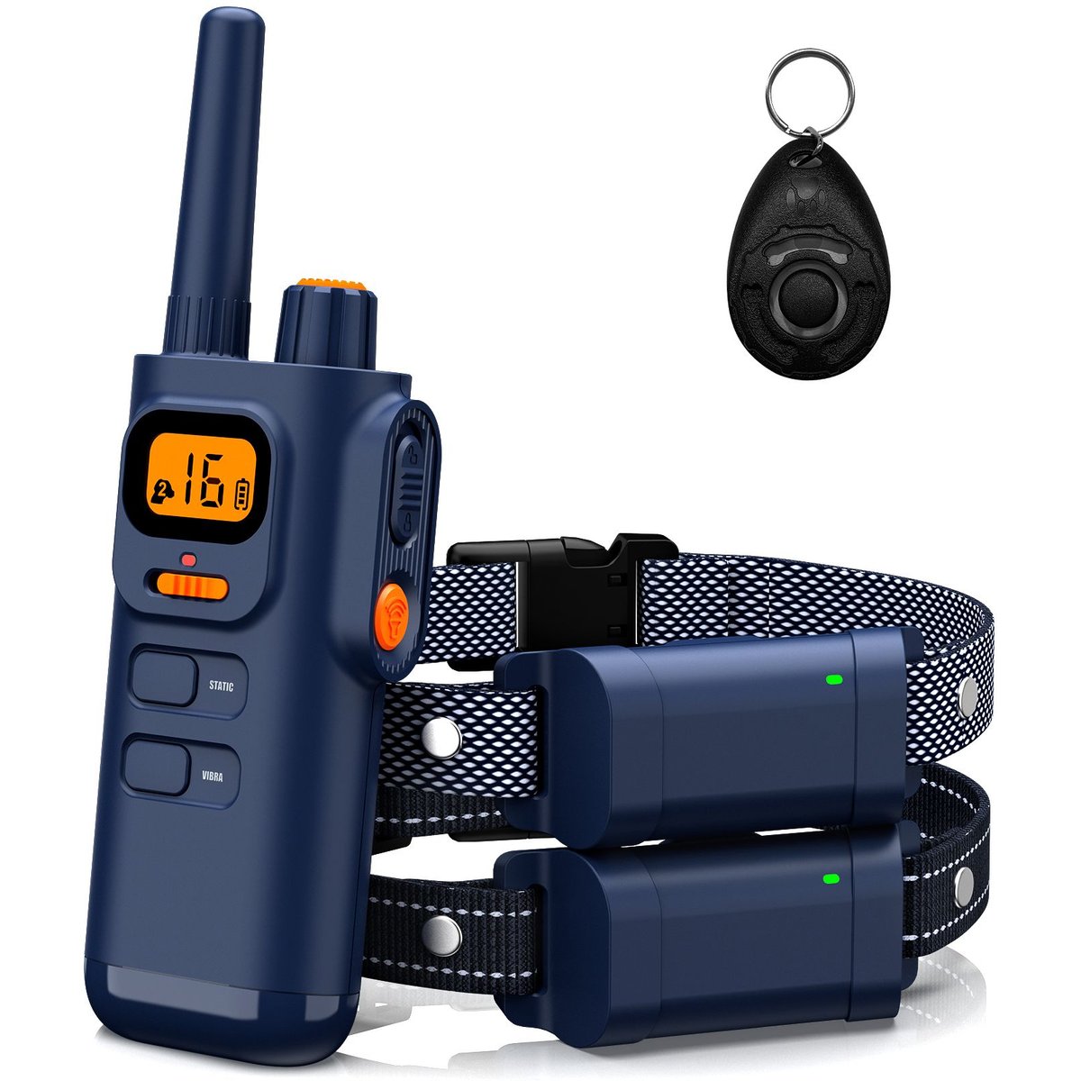 Bousnic Remote Waterproof Rechargeable Dog Shock Collar, 4000-ft, 2 count, Navy Blue