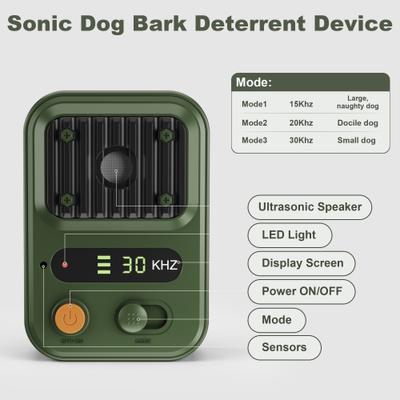 Show full view: Bousnic Ultrasonic Bark Control Deterrent Dog Anti Bark Device, Army Green slide 2 of 8