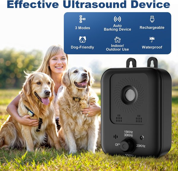 Bousnic Ultrasonic Indoor & Outdoor Dog Bark Control Device, Black