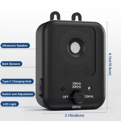 Show full view: Bousnic Ultrasonic Indoor & Outdoor Dog Bark Control Device, Black slide 6 of 8