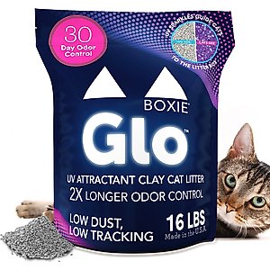 Boxiecat Glo Natural Stress-Relief Clumping Clay Cat & Kitty Litter with UV Attractant, 16-lb bag
