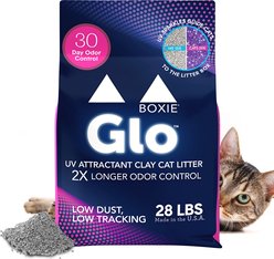 Boxiecat Glo Natural Stress-Relief Clumping Clay Cat & Kitty Litter with UV Attractant, 28-lb bag