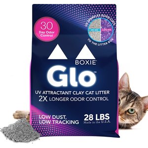 Boxiecat Glo Natural Stress-Relief Clumping Clay Cat & Kitty Litter with UV Attractant, 28-lb bag