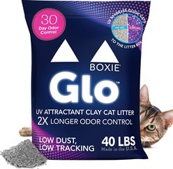 Boxiecat Glo Natural Stress-Relief Clumping Clay Cat & Kitty Litter with UV Attractant, 40-lb bag