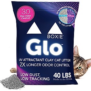 Boxiecat Glo Natural Stress-Relief Clumping Clay Cat & Kitty Litter with UV Attractant, 40-lb bag