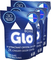 Boxiecat Glo Natural Stress-Relief Non-Clumping Crystal Cat Litter with UV Attractant, 6-lb bag, 3 count