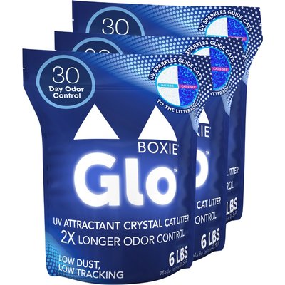 Boxiecat Boxiecat Glo Natural Stress-Relief Non-Clumping Crystal Cat Litter with UV Attractant, 6-lb bag, 3 count