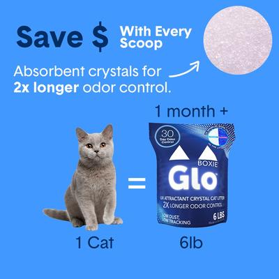 Show full view: Boxiecat Glo Natural Stress-Relief Non-Clumping Crystal Cat Litter with UV Attractant, 6-lb bag slide 10 of 12