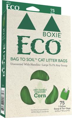 Show full view: Boxiecat Unscented Odor Control Clumping Clay Litter, 28-lb bag + Eco Scoop & Tie Cat Litter Waste Bag, 75 count slide 6 of 9
