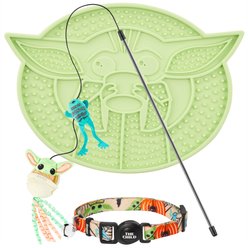 Branded Pack - STAR WARS THE MANDALORIAN GROGU Cat Collar, Treat Lick Mat, Cat Toy