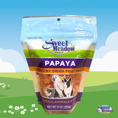 Show full view: Branded Pack - Sweet Meadow Farm Timothy Hay Small Pet Food, Guinea Pig Food, Freeze-Dried Treats, Dried Papaya Treats slide 6 of 10