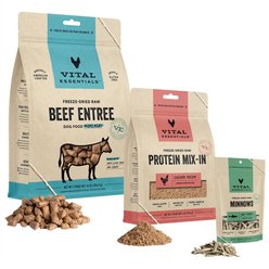 Branded Pack - Vital Essentials Minnows Treats, Beef Freeze-Dried Food, Freeze-Dried Chicken Dog Food