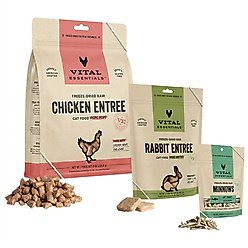 Branded Pack - Vital Essentials Minnows Treats, Chicken Freeze-Dried Food, Rabbit Patties Cat Food