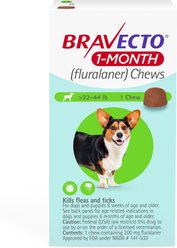 Bravecto 1-Month Chew for Dogs, 22-44 lbs, (Green Box), 1 Chew (1-mo. supply)