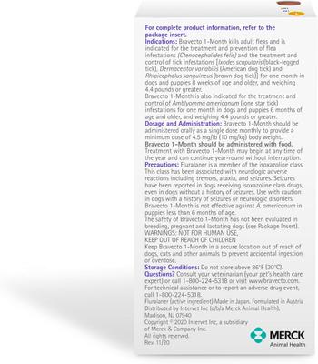 Show full view: Bravecto 1-Month Chew for Dogs, 4.4-9.9 lbs, (Yellow Box), 1 Chew (1-mo. supply) slide 3 of 7