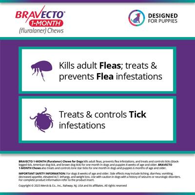 Show full view: Bravecto 1-Month Chew for Dogs, 4.4-9.9 lbs, (Yellow Box), 1 Chew (1-mo. supply) slide 4 of 7