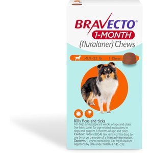 Bravecto 1-Month Chews for Dogs, 4.4-9.9 lbs, (Yellow Box)