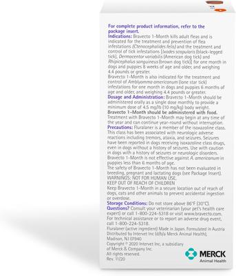 Show full view: Bravecto 1-Month Chew for Dogs, 9.9-22 lbs, (Orange Box), 1 Chew (1-mo. supply) slide 3 of 7