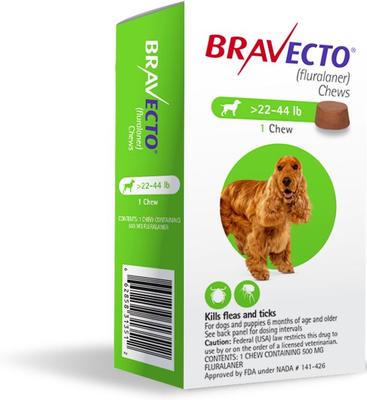 Bravecto Chew for Dogs, 22-44 lbs, (Green Box)