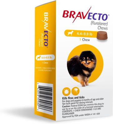 Show full view: Bravecto Chew for Dogs, 4.4-9.9 lbs, (Yellow Box), 1 Chew (12-wks. supply) slide 2 of 10