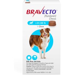 Bravecto Chew for Dogs, 44-88 lbs, (Blue Box), 1 Chew (12-wks. supply)