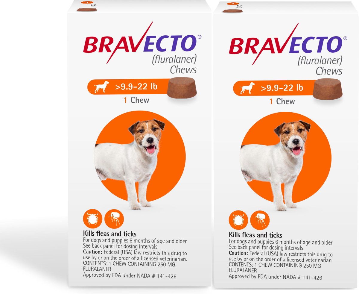 Bravecto Chew for Dogs, 9.9-22 lbs, (Orange Box)