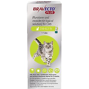 Bravecto Plus Topical Solution for Cats, >6.2-13.8 lbs, (Blue Box)