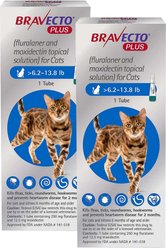 Bravecto Plus Topical Solution for Cats, >6.2-13.8 lbs, (Blue Box), 2 Dose (4-mos. supply)