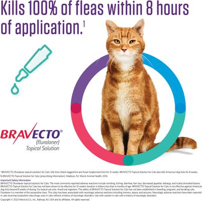 Show full view: Bravecto Topical Solution for Cats, 13.8-27.5 lbs, (Purple Box), 2 Doses (24-wks. supply) slide 3 of 8