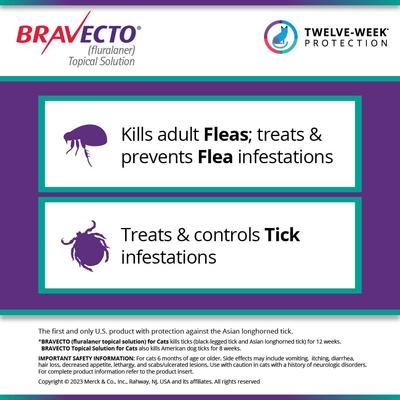 Show full view: Bravecto Topical Solution for Cats, 2.6-6.2 lbs, (Green Box), 1 Dose (12-wks. supply) slide 2 of 8